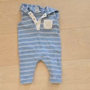 Bloomies Baby Blue Striped Baby Romper